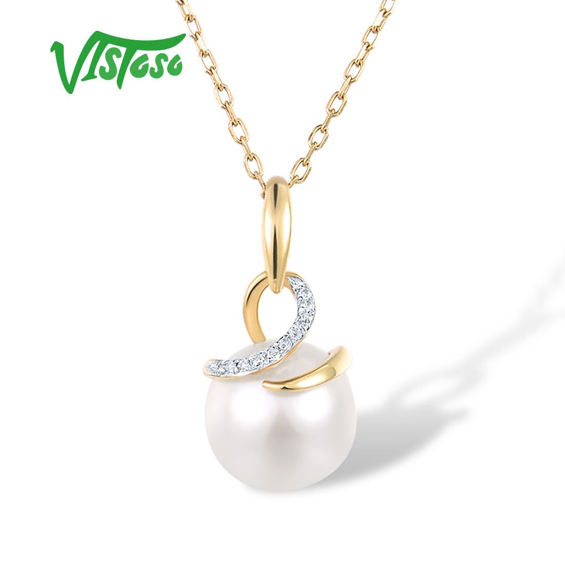 Pearl Trim Chain - Женское Ожерелье с бриллиантами VISTOSO, ожерелье