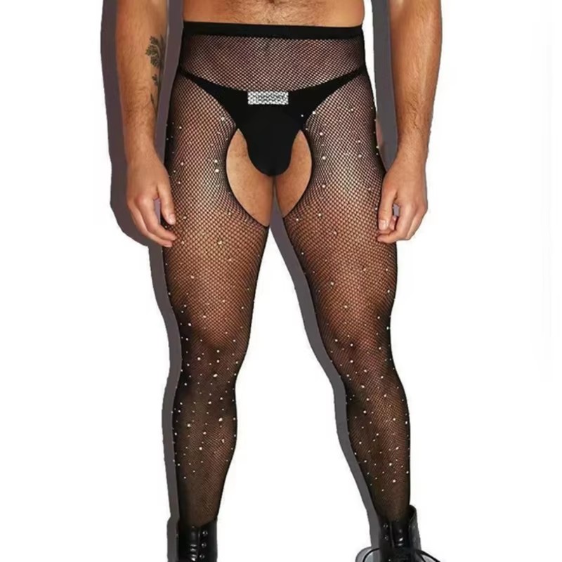 Crystal Mesh Fabric - Мужские чулки с открытым шаговым швом,
