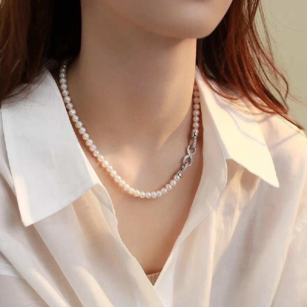Pearl Trim Chain - Набор украшений из натурального жемчуга Акойя