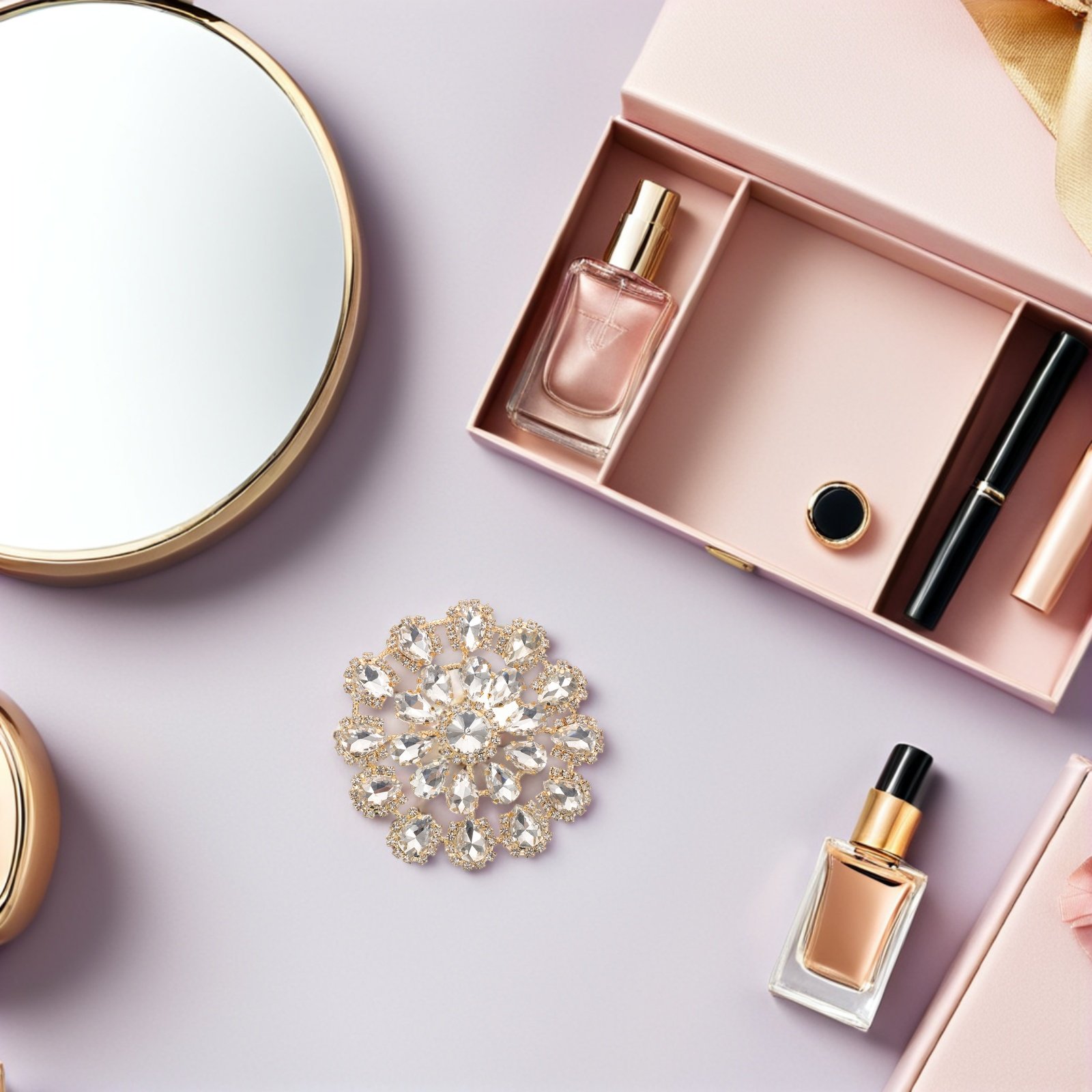 Applique Patch Flower - Круглые пуговицы-цветы с кристаллами, плоские металлические