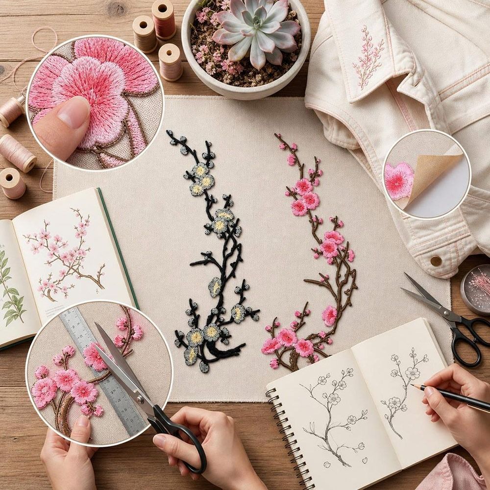 Нашивки для рукоделия «Сакура» – обзор и цена Applique Patch Flower
